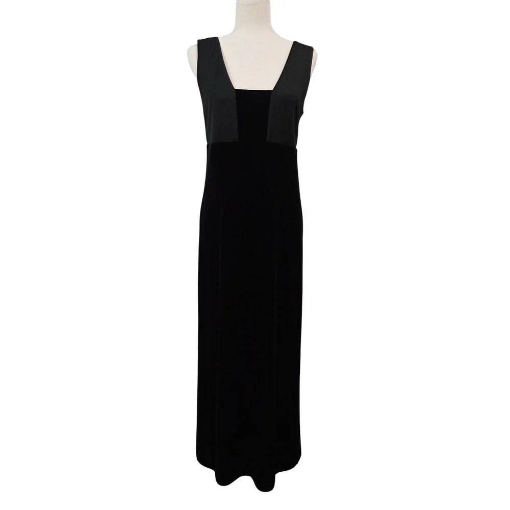 Vintage 90s Vivienne Tam Black Velvet Maxi Dress‎ Sz 3 US 8 Y2K Gown Prom - Picture 2 of 13